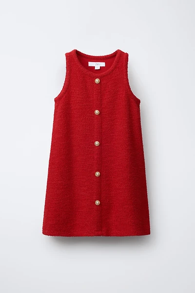 BUTTONED TEXTURED PINAFORE