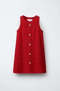 BUTTONED TEXTURED PINAFORE