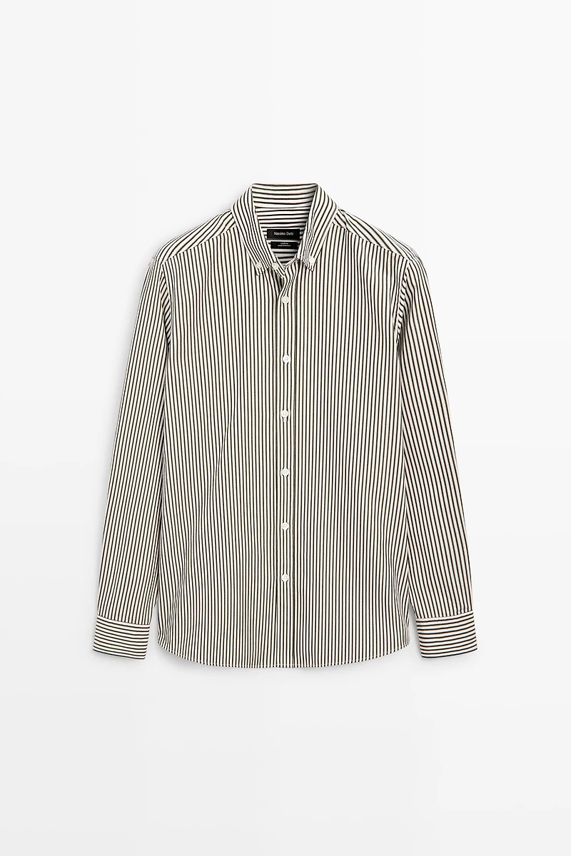 Regular fit striped poplin shirt