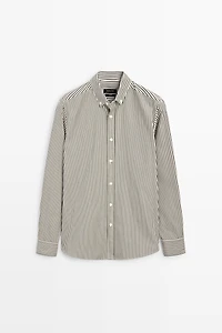 Regular fit striped poplin shirt