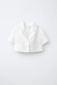 CROPPED 100% LINEN BLAZER