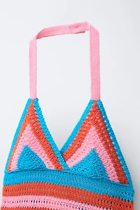 CROCHET KNIT HALTER TOP