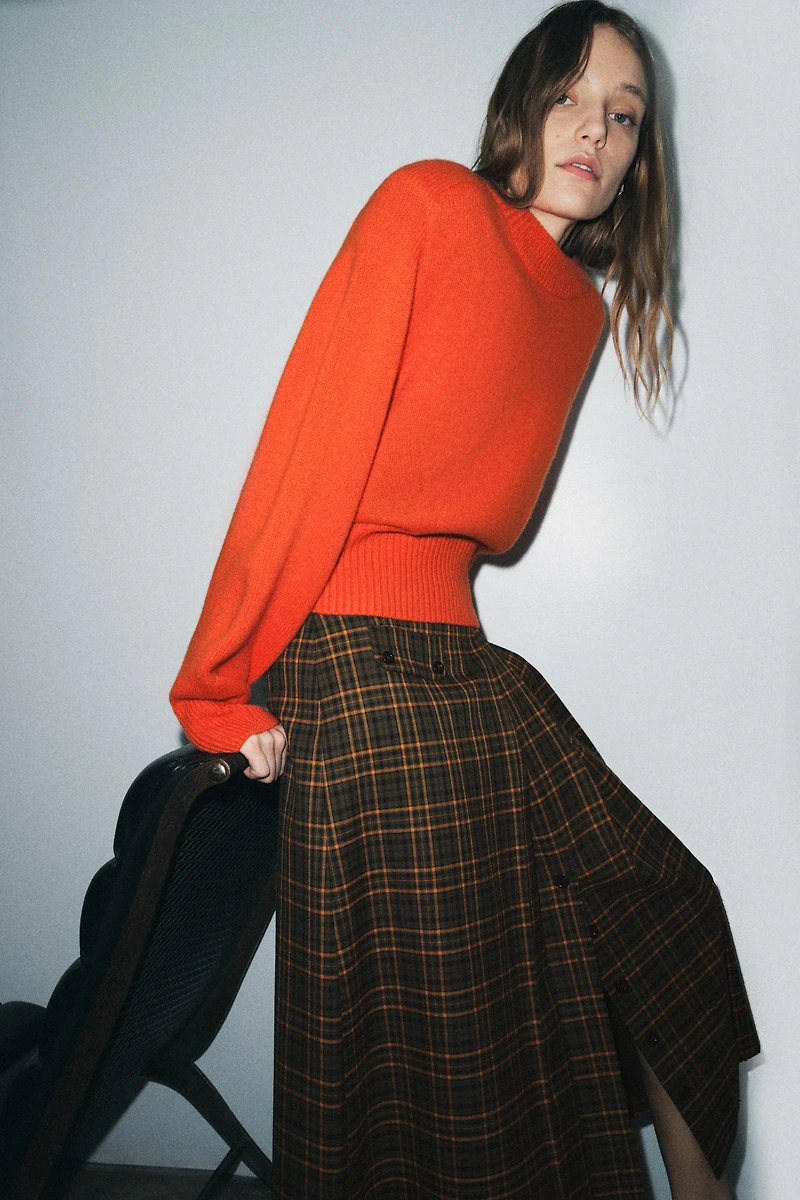 ZW COLLECTION PLAID MIDI SKIRT