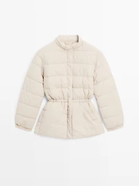 Puffer jacket with stand collar