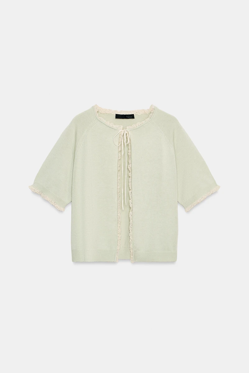 LACE BOW CARDIGAN