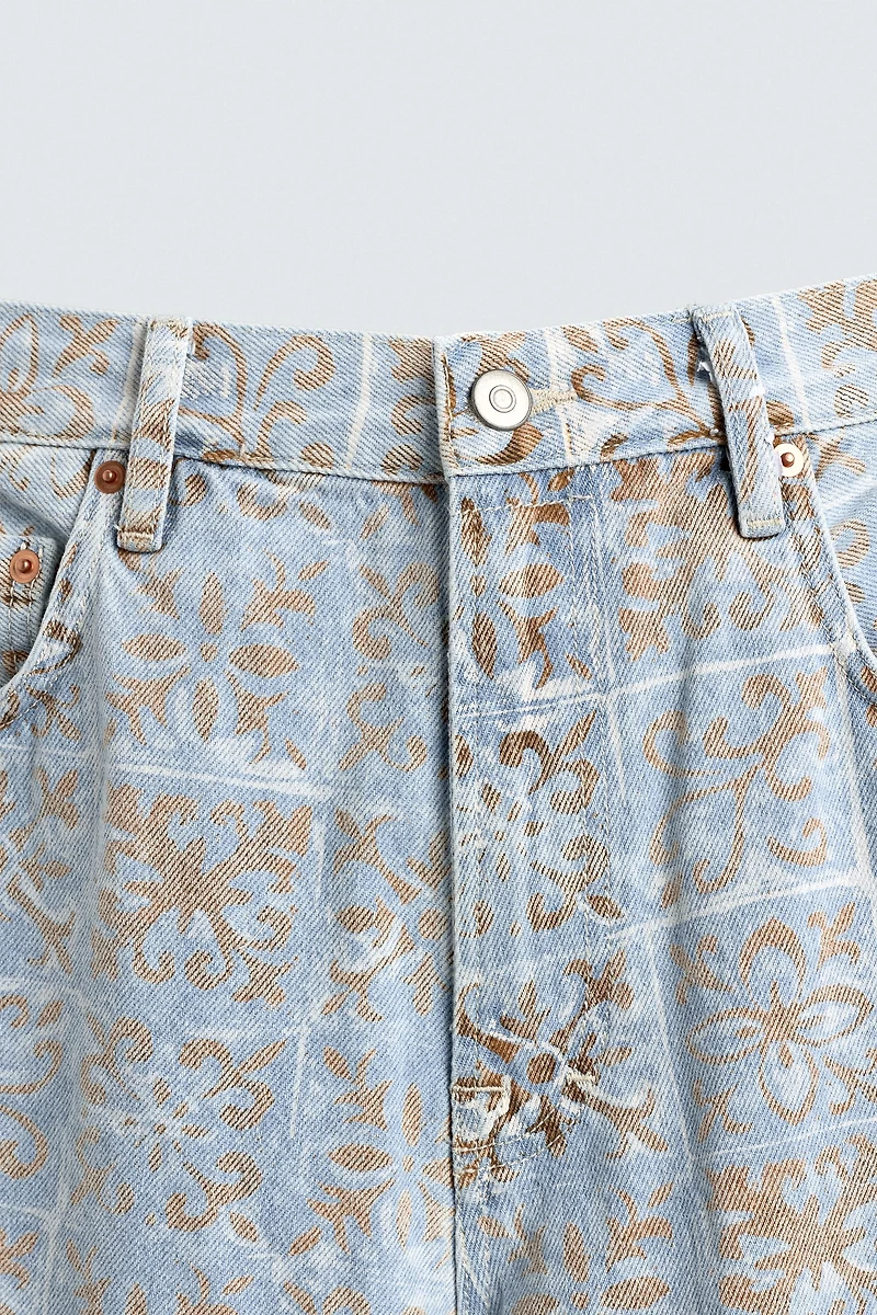 RELAXED FIT GEOMETRIC PRINT JEANS