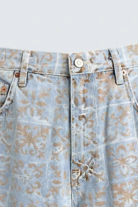 RELAXED FIT GEOMETRIC PRINT JEANS