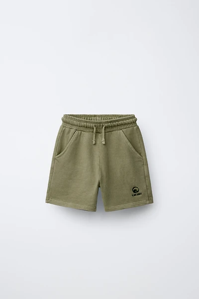 EMBROIDERED GARMENT DYED PLUSH SHORTS