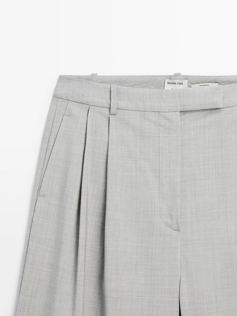 100% wool wide-leg trousers with darts - STUDIO