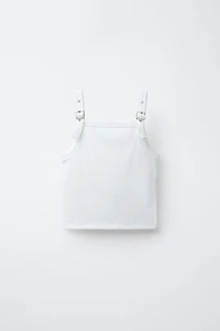 RIBBED T-SHIRT WITH BUCKLES