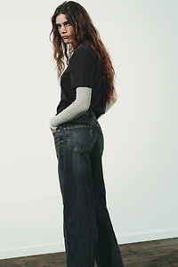 TRF HIGH WAIST CROSSOVER WIDE LEG JEANS