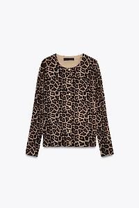 GILET EN MAILLE IMPRIMÉ ANIMAL