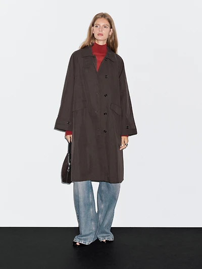 Trench coton détail velours côtelé