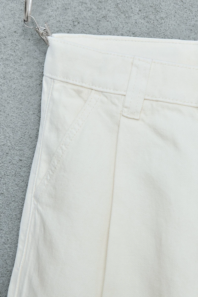 STORIESZ - DENIM SHORTS WITH COTTON AND LINEN DARTS