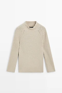 100% cotton purl knit sweater