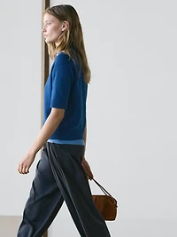 Cotton blend knit sweater