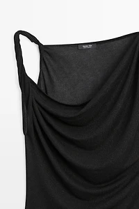 Shimmery draped top with knot detail
