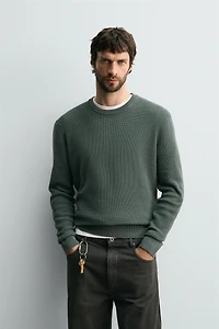 REGULAR FIT WAFFLE JUMPER