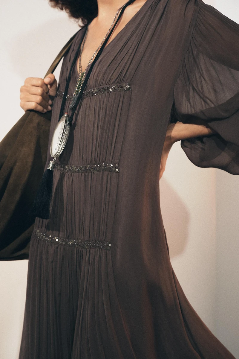 BEADED EMBROIDERED DRESS ZW COLLECTION