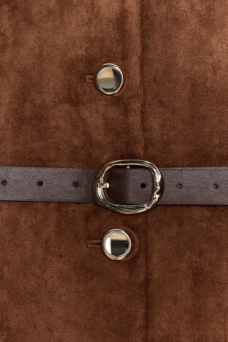 FAUX SUEDE BELTED BLAZER