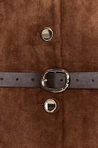 FAUX SUEDE BELTED BLAZER