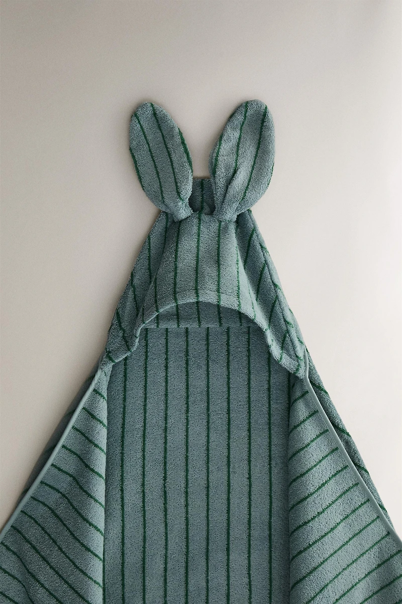 SERVIETTE DE BAIN CAPUCHE VELOURS RAYURES