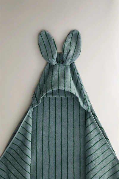 SERVIETTE DE BAIN CAPUCHE VELOURS RAYURES