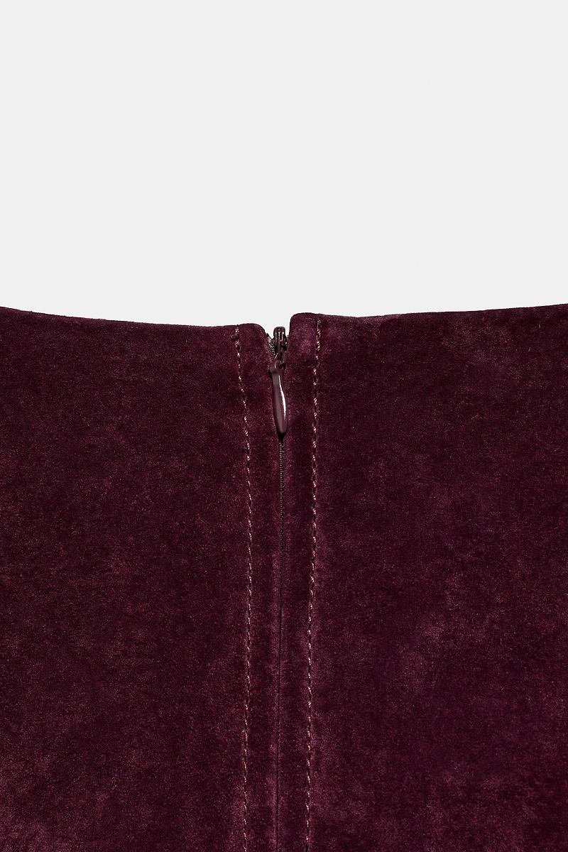 ROBE COURTE 100% CUIR DAIM