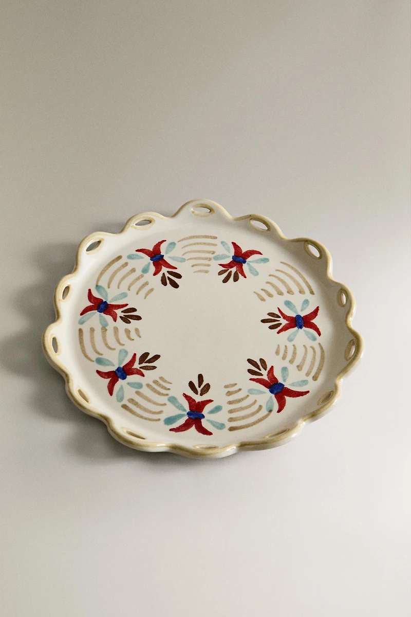 CERAMIC FLORAL DESSERT PLATE