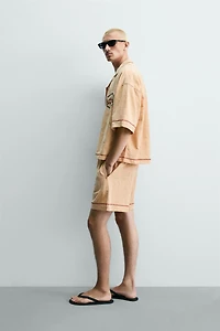 EMBROIDERED JACQUARD RELAXED FIT SHORTS