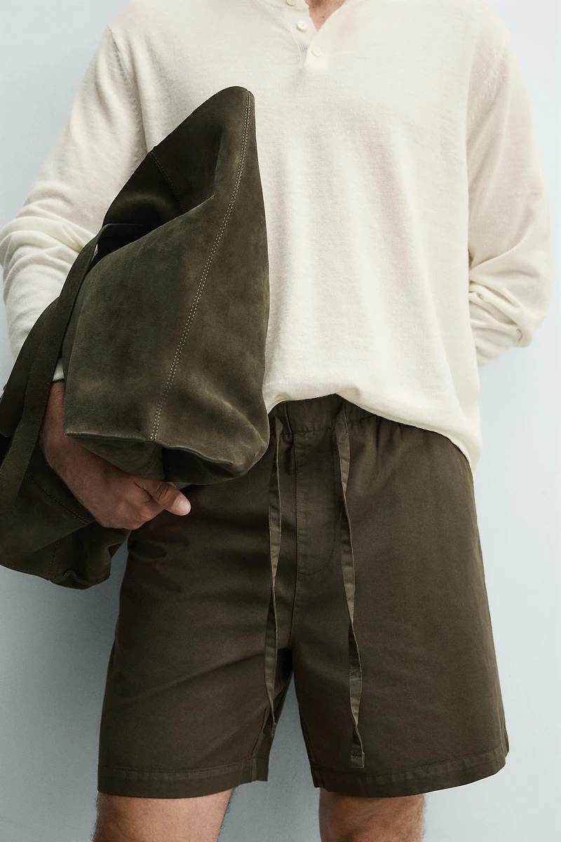 COTTON-LYOCELL REGULAR FIT SHORTS