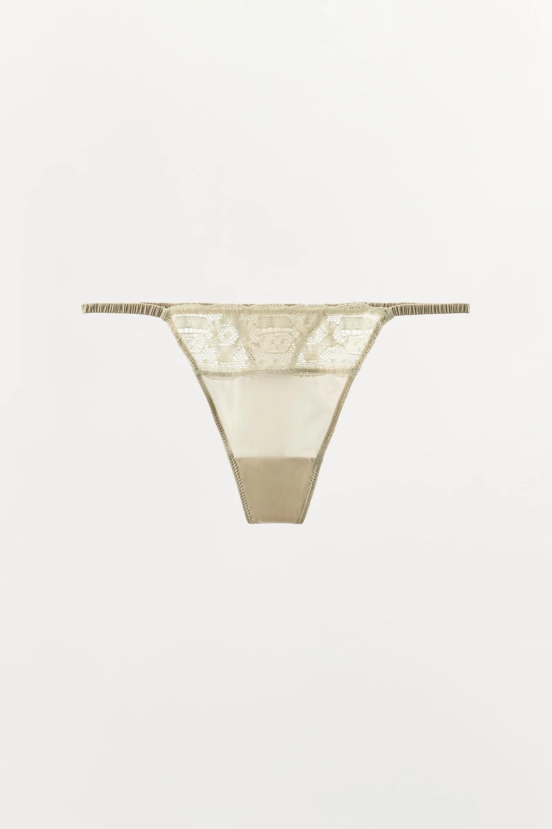 100% SILK LACE THONG