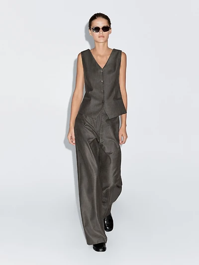 Pantalon à rayures tennis 100 % laine