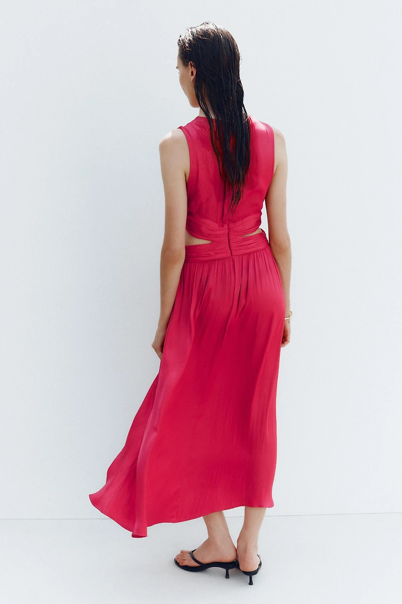 SATIN EFFECT CUT OUT MIDI DRESS
