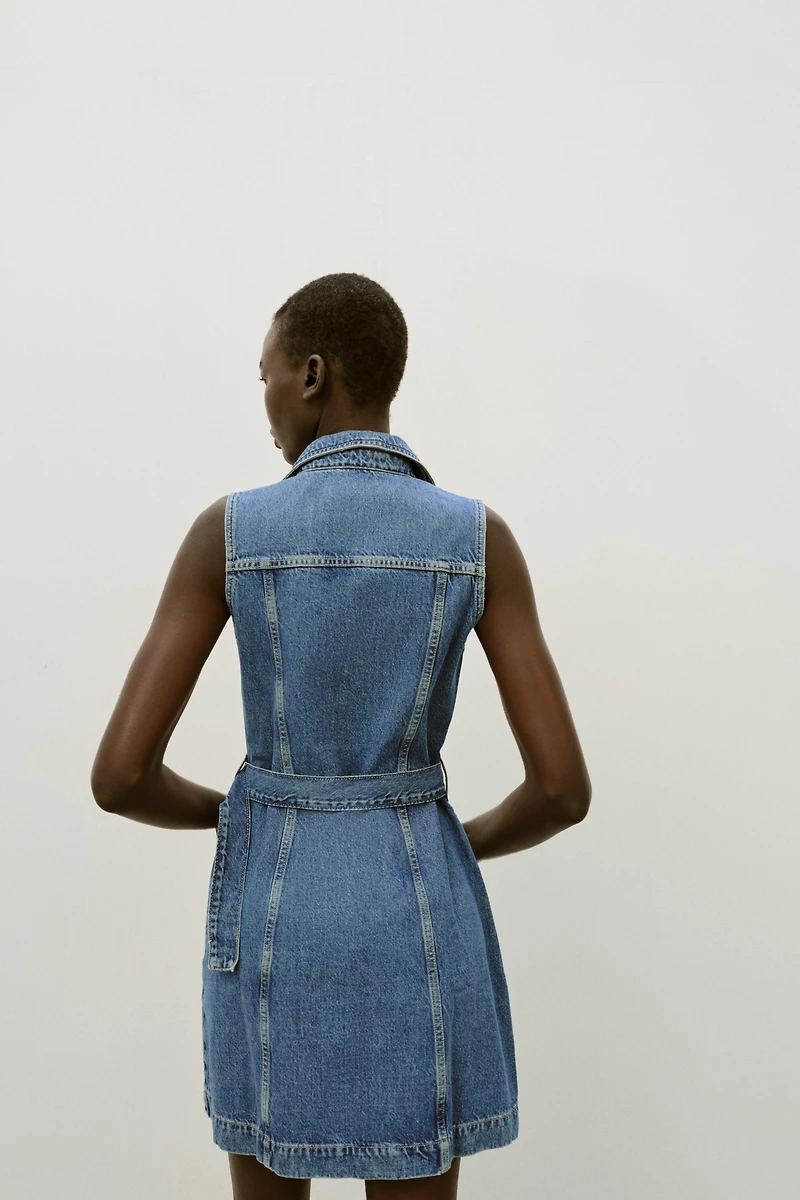 Z1975 SHORT BELTED DENIM DRESS