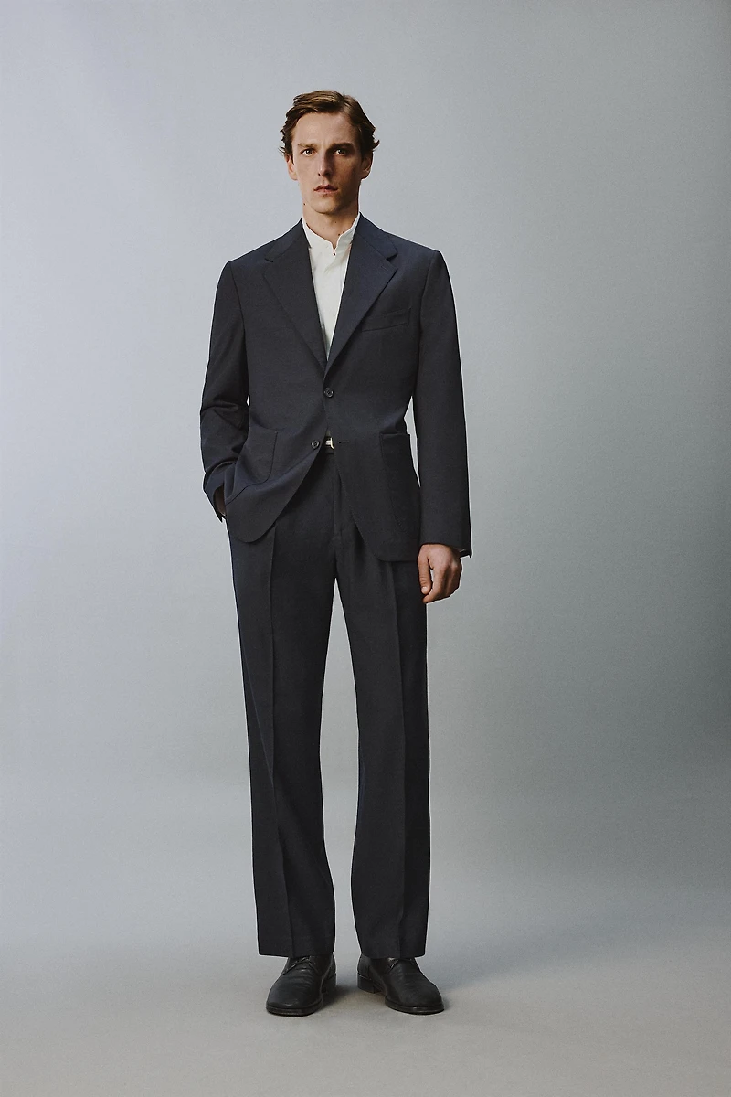 PANTALON PLISSÉ COUPE DÉCONTRACTÉE 100% LAINE