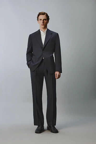 PANTALON À PLIS COUPE DÉCONTRACTÉE LIN/LAINE