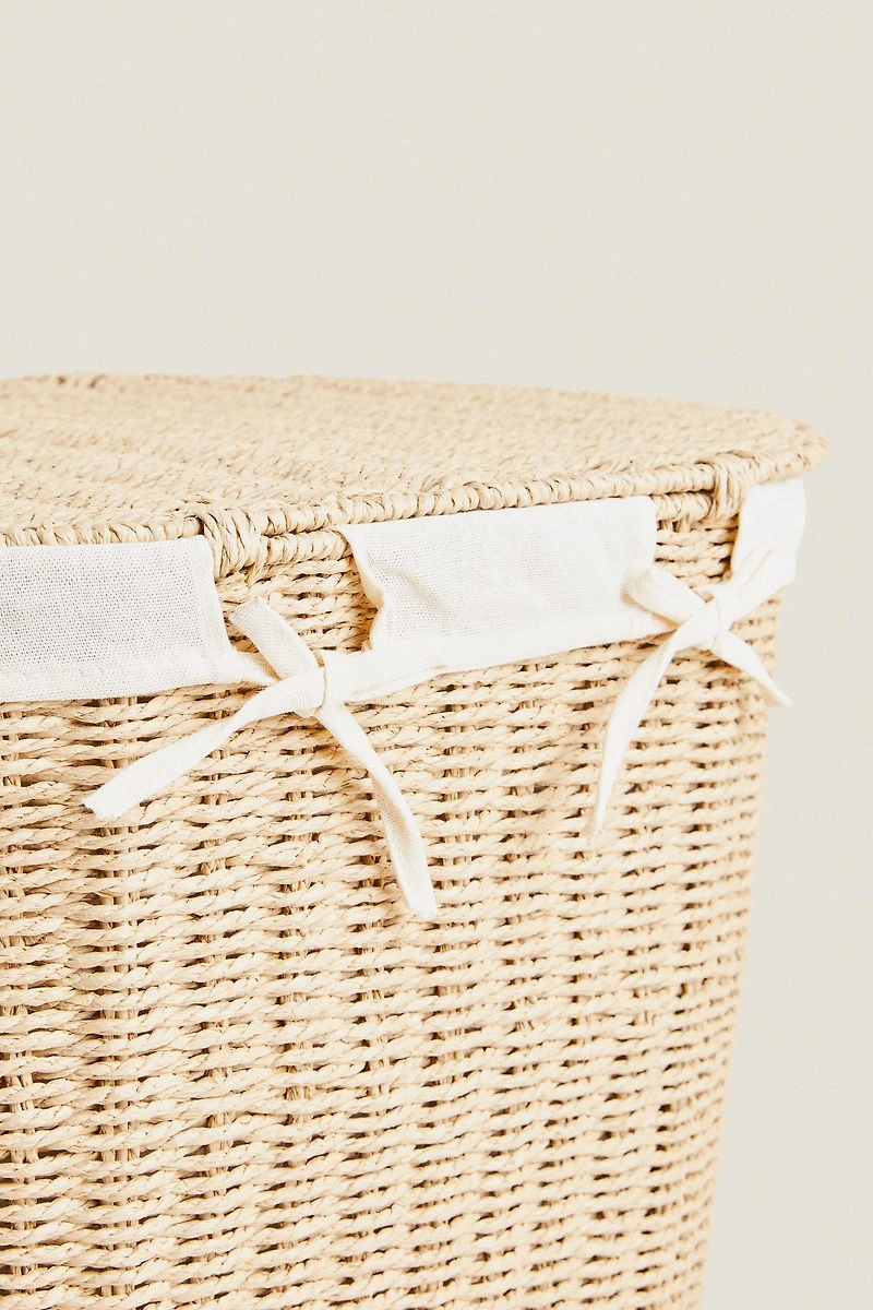 OVAL FABRIC-LINED LAUNDRY HAMPER