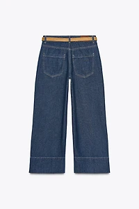 Z1975 HIGH WAIST WIDE LEG CROPPED BELTED JEANS