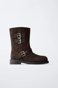 BUCKLED LEATHER BOOTS