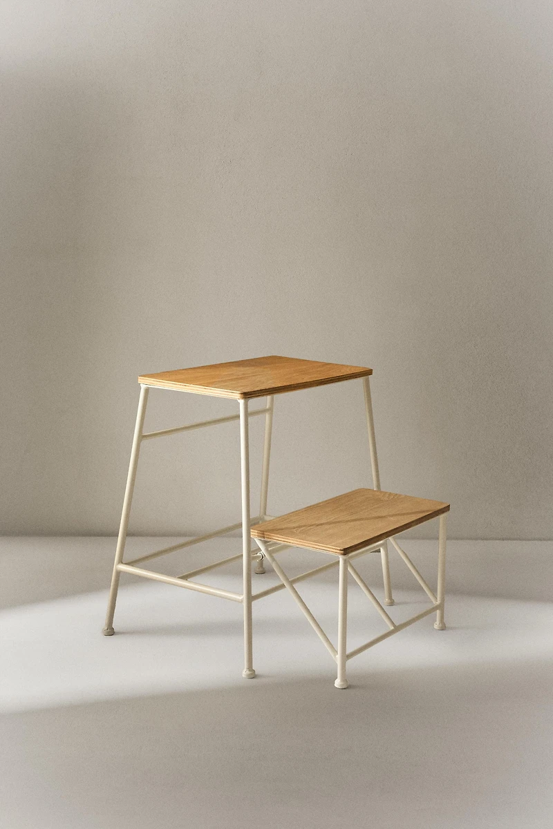TABOURET ESCABEAU EN BOIS À DEUX MARCHES