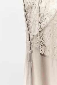 LONG 100% VISCOSE LACE DRESS