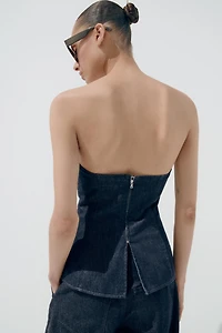 TRF DENIM BANDEAU TOP