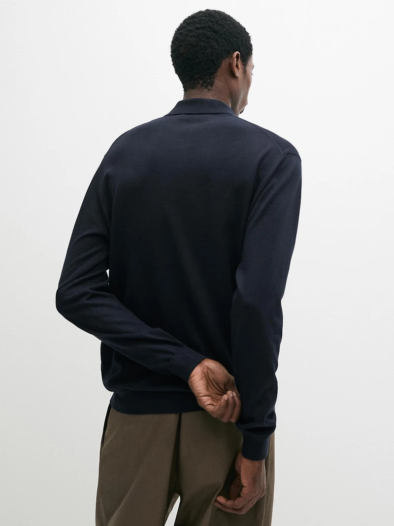 Pull polo en maille de coton