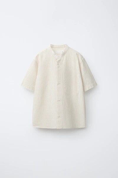 STRIPED COTTON LINEN SHIRT