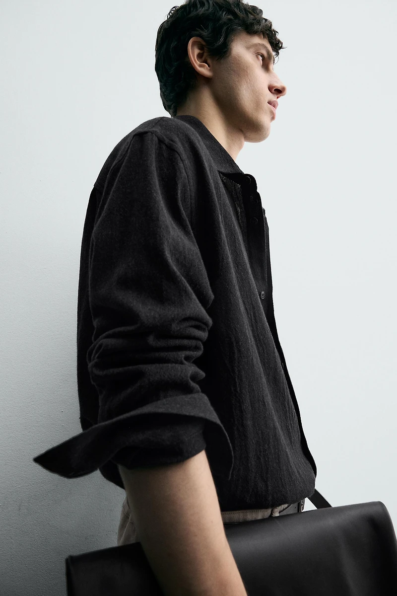 TEXTURED COTTON BLEND SHIRT
