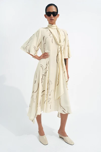 ZW COLLECTION PRINTED DRESS WITH TIES