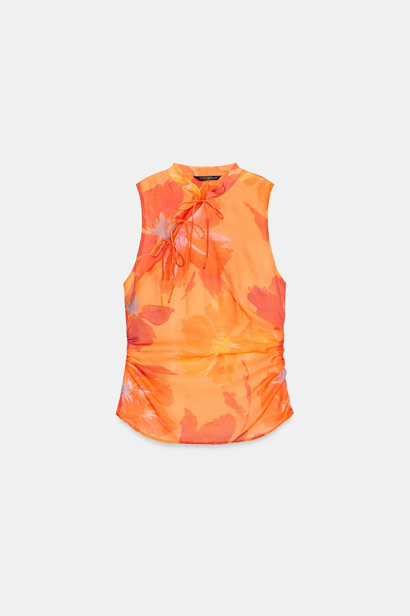 TOP IMPRIMÉ À LACETS