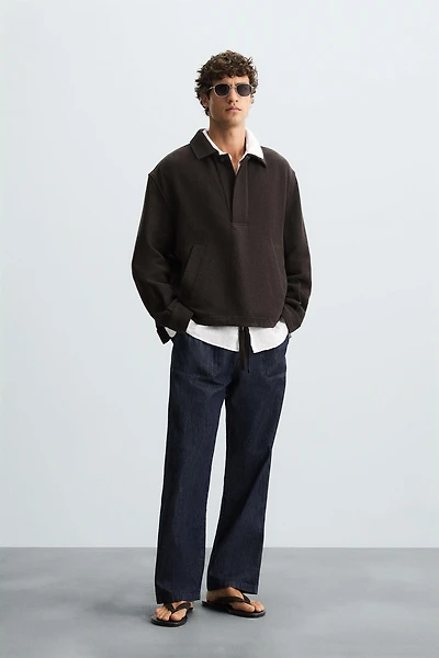 TEXTURED POLO OVERSHIRT