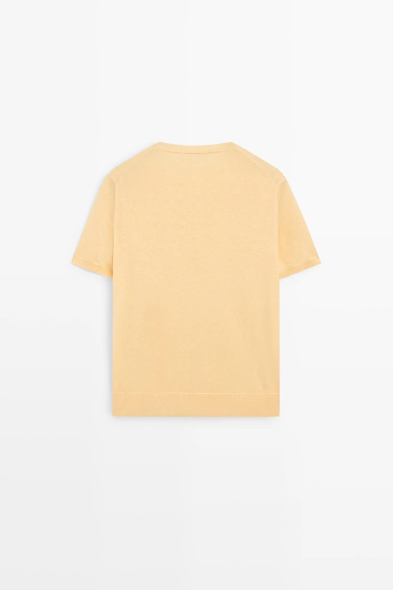 Short-sleeve fine-knit sweater